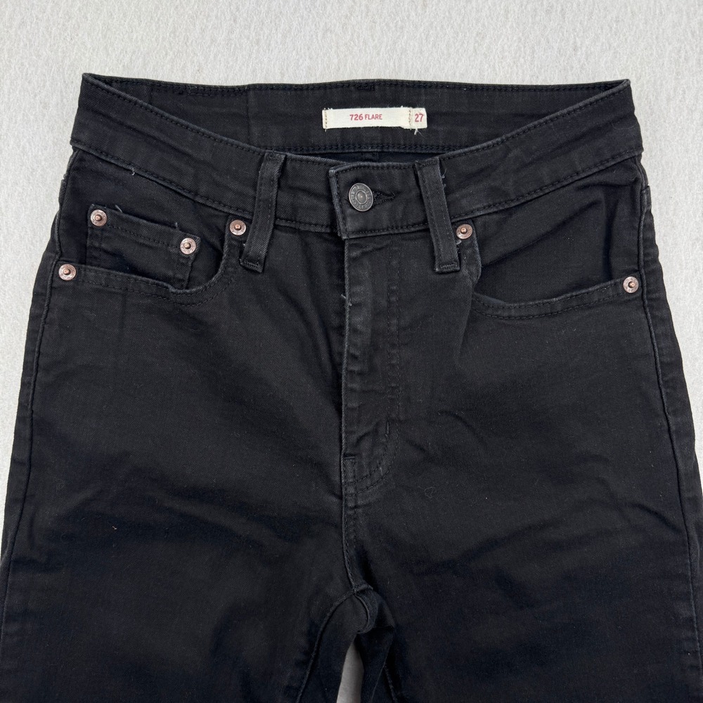 Levis 726 Flare Jeans Womens 27 (27x31) Black High Rise Denim Pants Boho